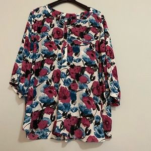 NYDJ Plus Size 3/4 sleeve Floral Blouse